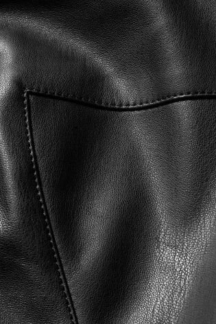 Black Wrap Leather Look Dress